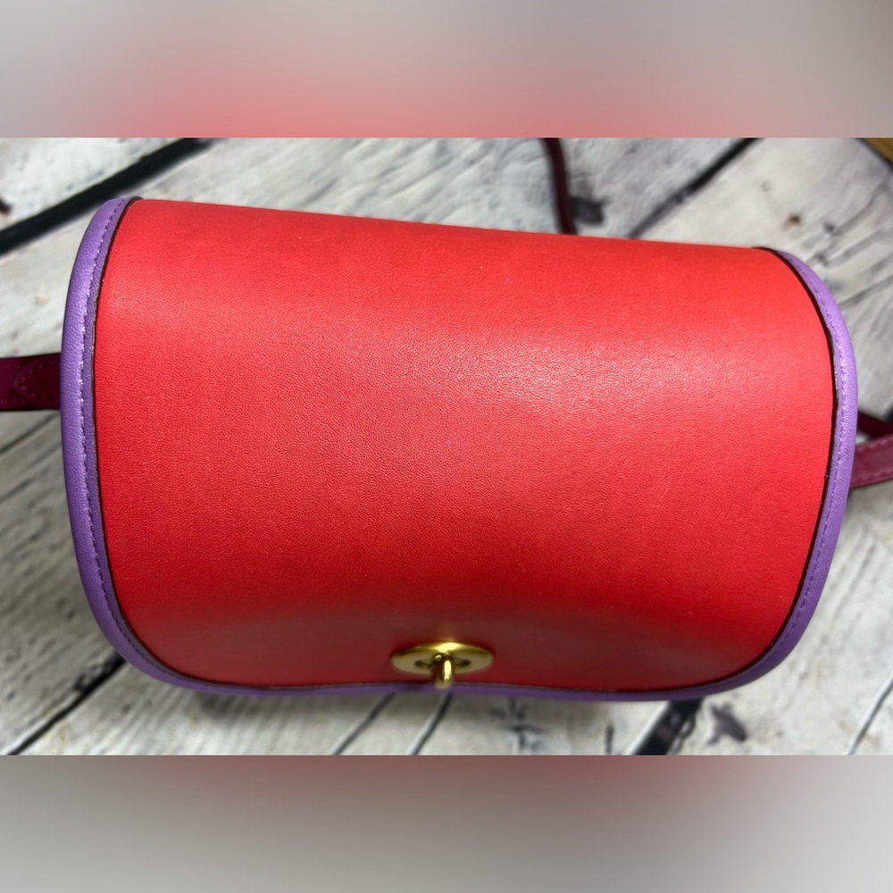COACH Originals Turn-lock Lunchbox Bag PURPLE RED RASPBERRY Leather EXC COND! - Picture 5 of 15